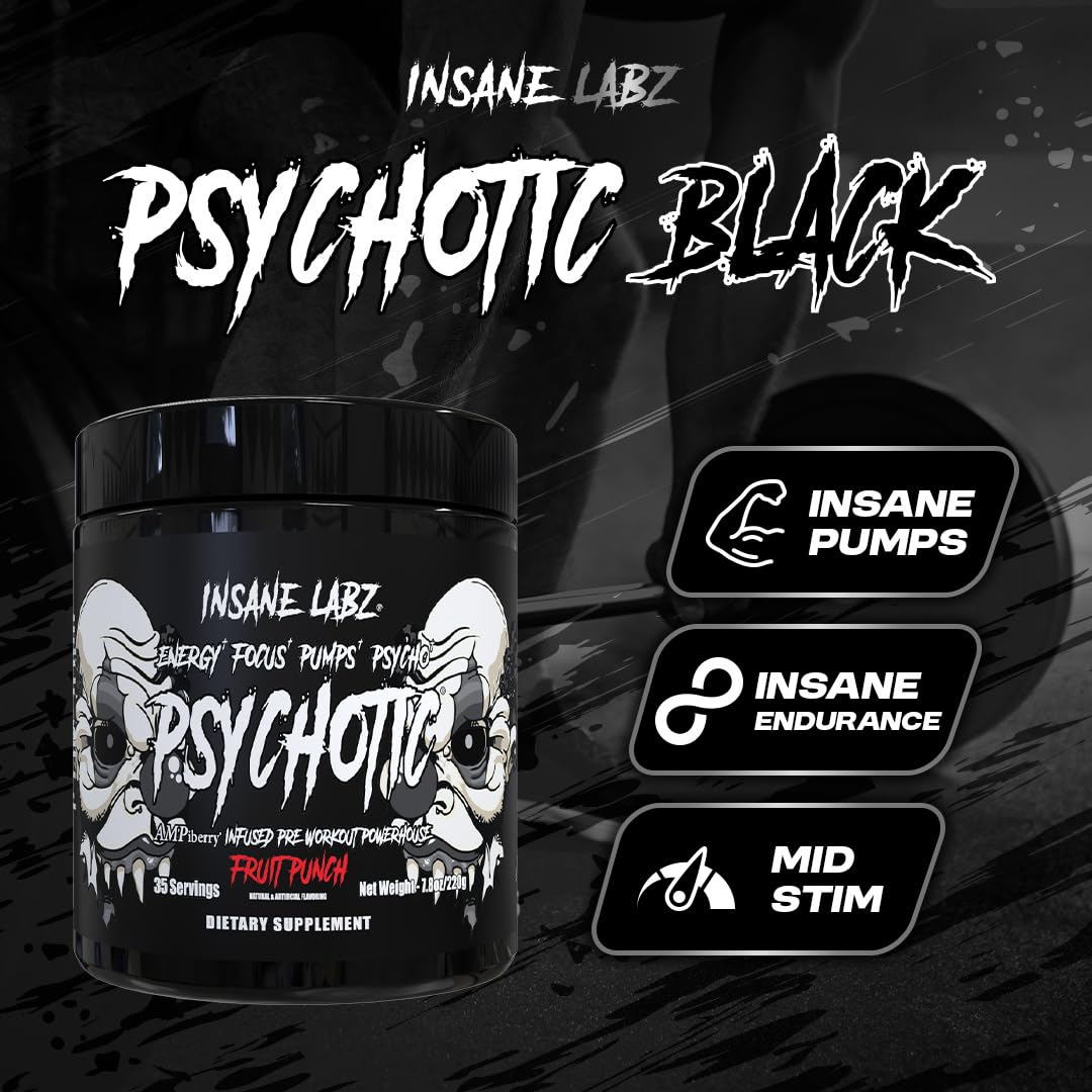 Insane Labz Psychotic Black Edition Mid Stimulant Pre Workout Powder