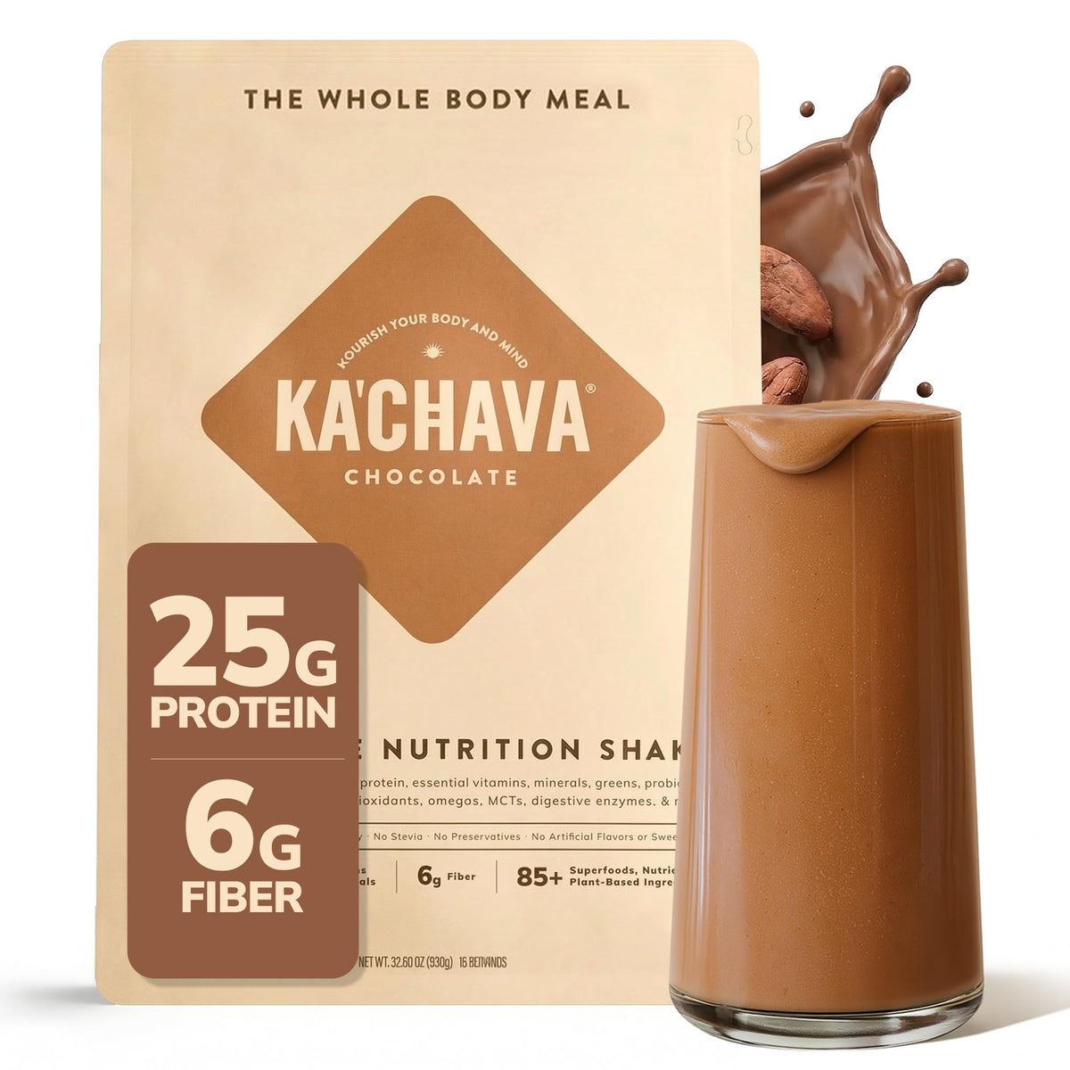 Ka'Chava Whole Body Meal Shake Chocolate Powder - 15 Servings