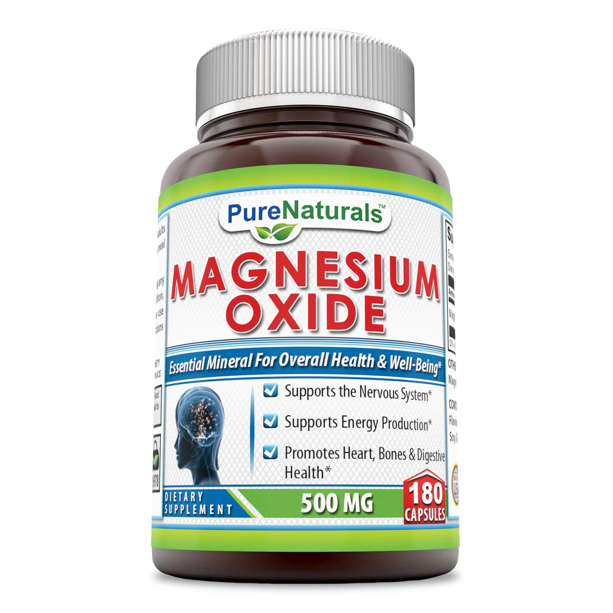 Pure Naturals Magnesium Oxide 500 mg - 180 Capsules