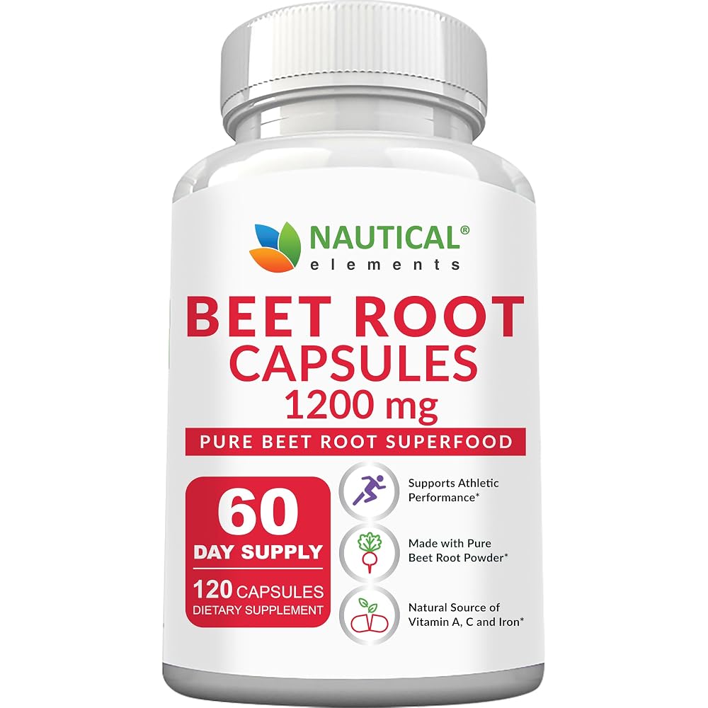 Nautical Elements Beet Root Capsules - 1200mg Per Serving - 200 Beet