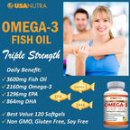 USANUTRA Triple Strength Omega-3 Fish Oil 3600mg - 120 Softgels - image 4