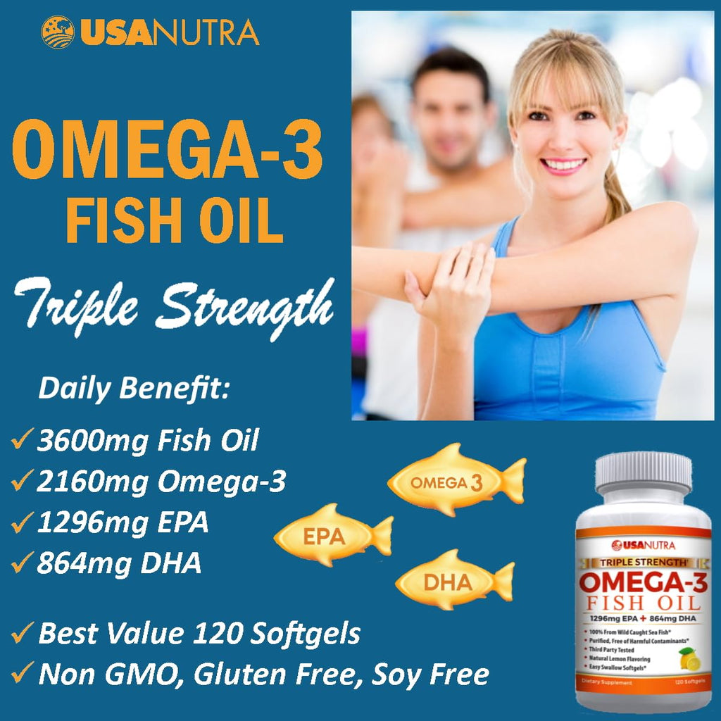 USANUTRA Triple Strength Omega-3 Fish Oil 3600mg - 120 Softgels - image 4