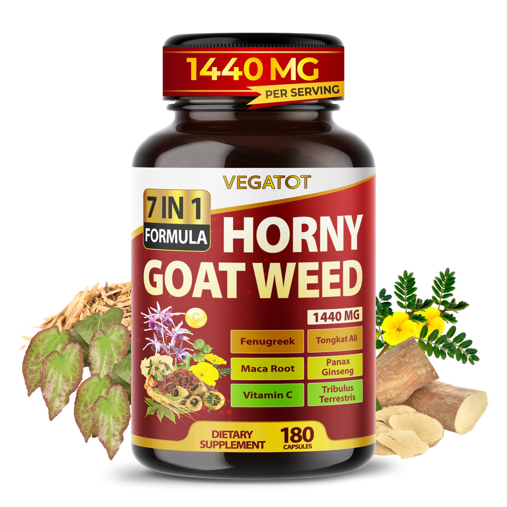 VEGATOT Horny Goat Weed 1440 mg Vitality Support - 180 Capsules