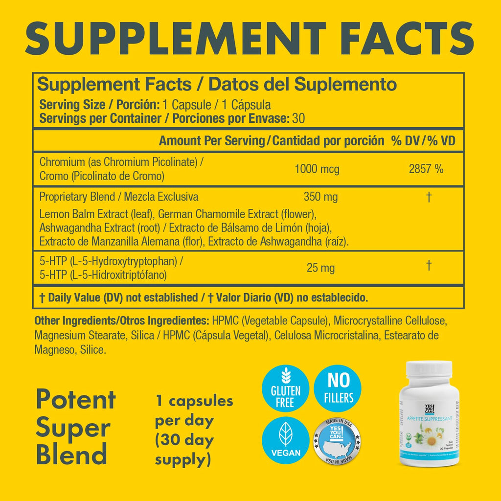 Yes You Can! Appetite Support Ashwagandha & 5-HTP - 30 Capsules - image 4