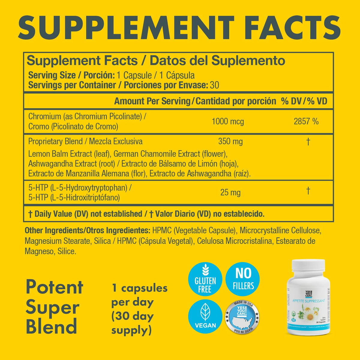 Yes You Can! Appetite Support Ashwagandha & 5-HTP - 30 Capsules - image 4