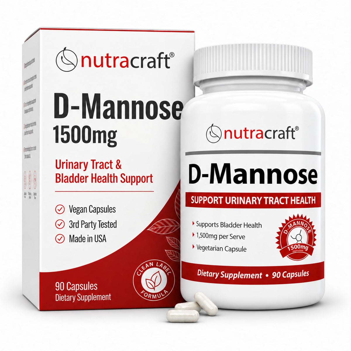 Nutracraft D-Mannose 1500mg Urinary Tract Support - 90 Capsules