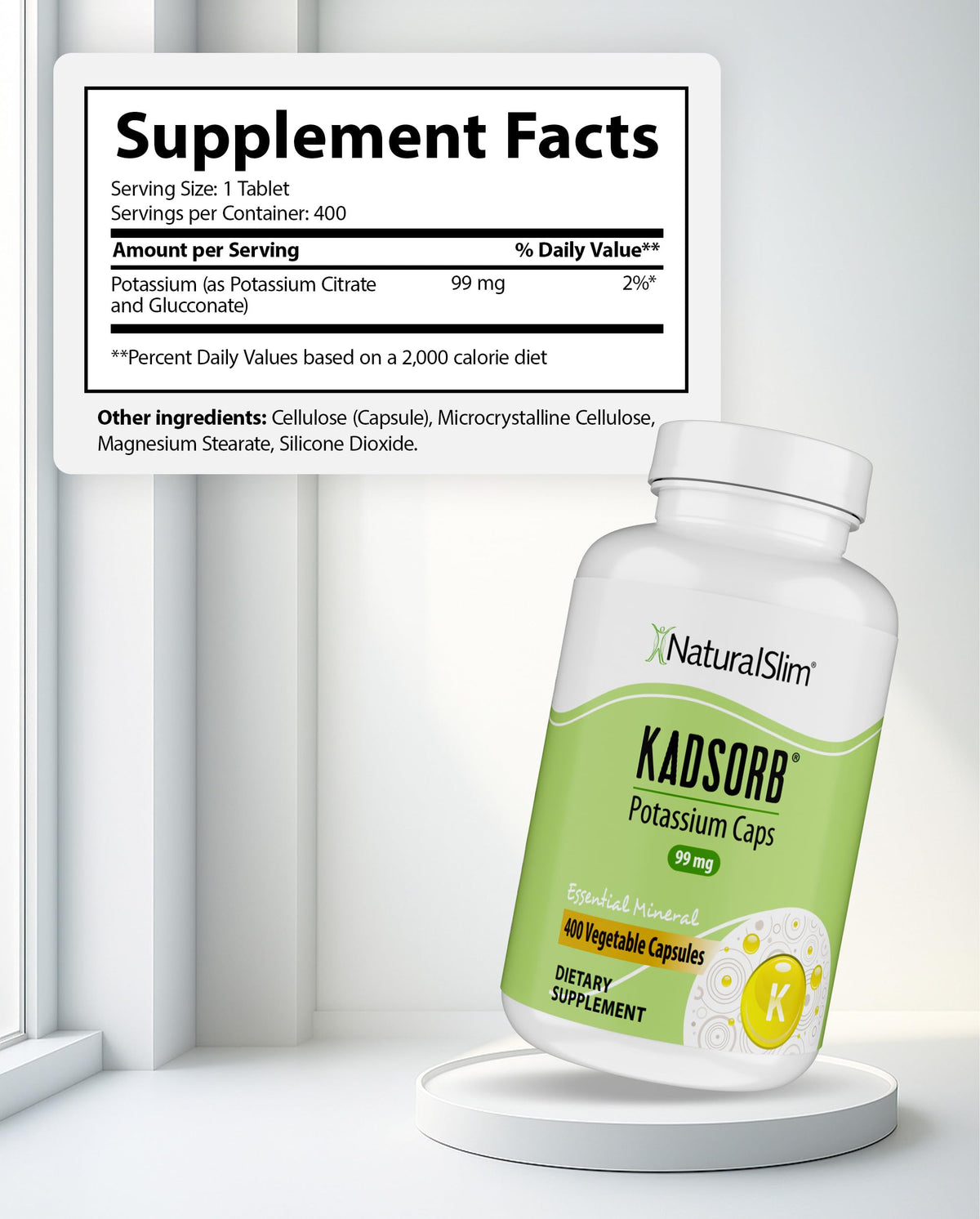 NaturalSlim Natural Potassium Citrate Gluconate 99 mg - Kadsorb