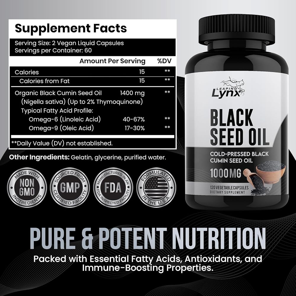 Leaping Lynx Black Seed Oil 1000mg Capsules - 120 Softgels - image 2