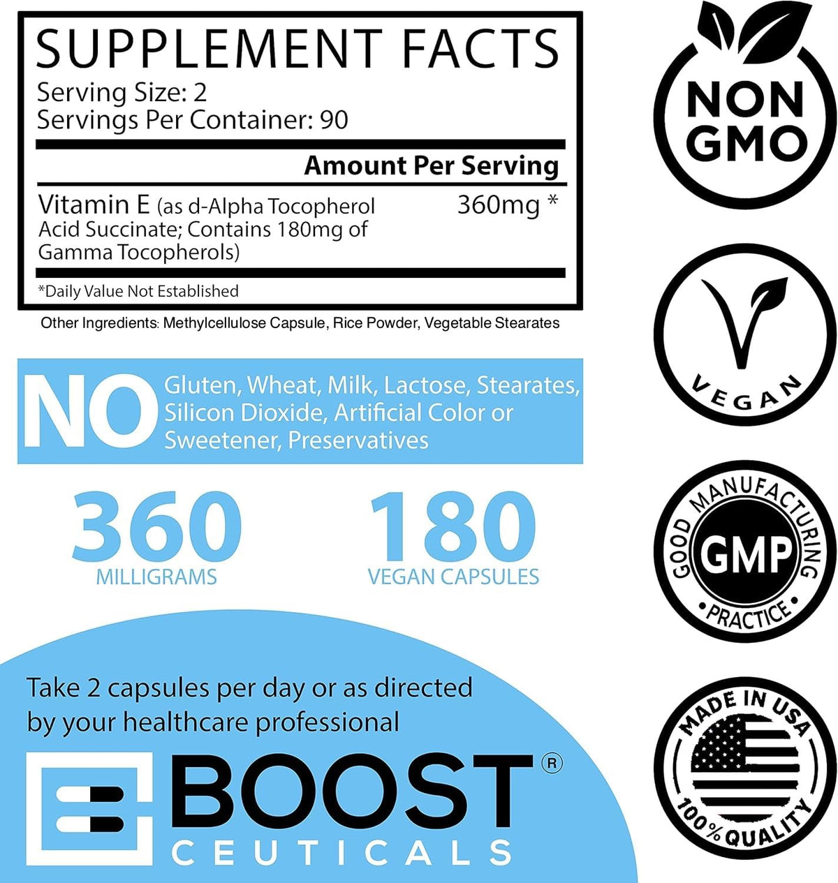 BoostCeuticals Gamma E Vitamin E Supplement 180mg Mixed Tocopherols - image 7