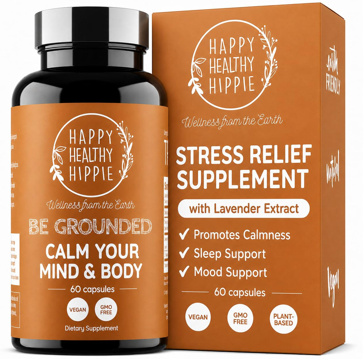 Happy Healthy Hippie Be Grounded Stress Relief Supplement - 60 Capsules