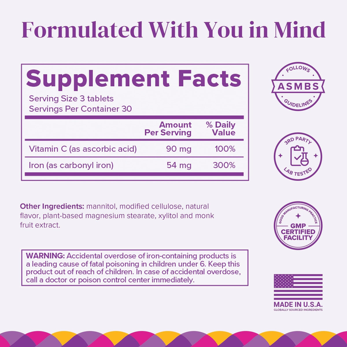 BariMelts Iron with Vitamin C - 90 Tablets - image 2