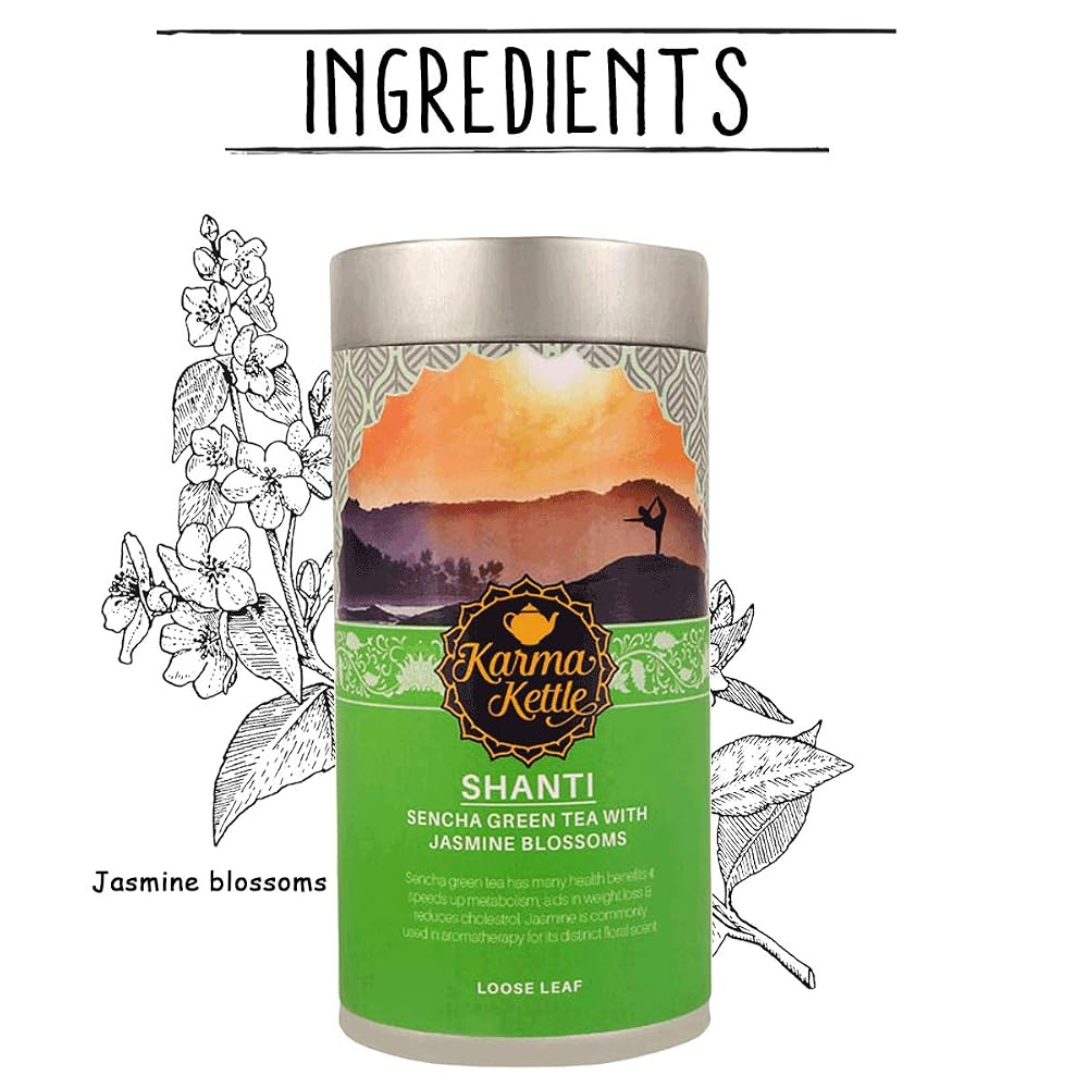 Karma Kettle Shanti Sencha Green Tea with Jasmine Blossoms - 75g - image 3
