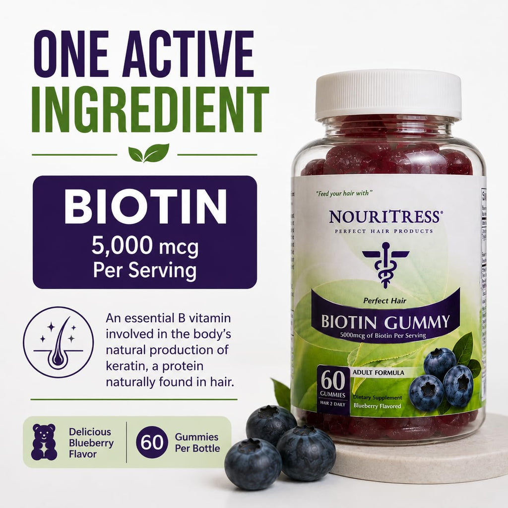 NouriTress Perfect Hair Biotin Gummies Blueberry - 60 Gummies - image 5