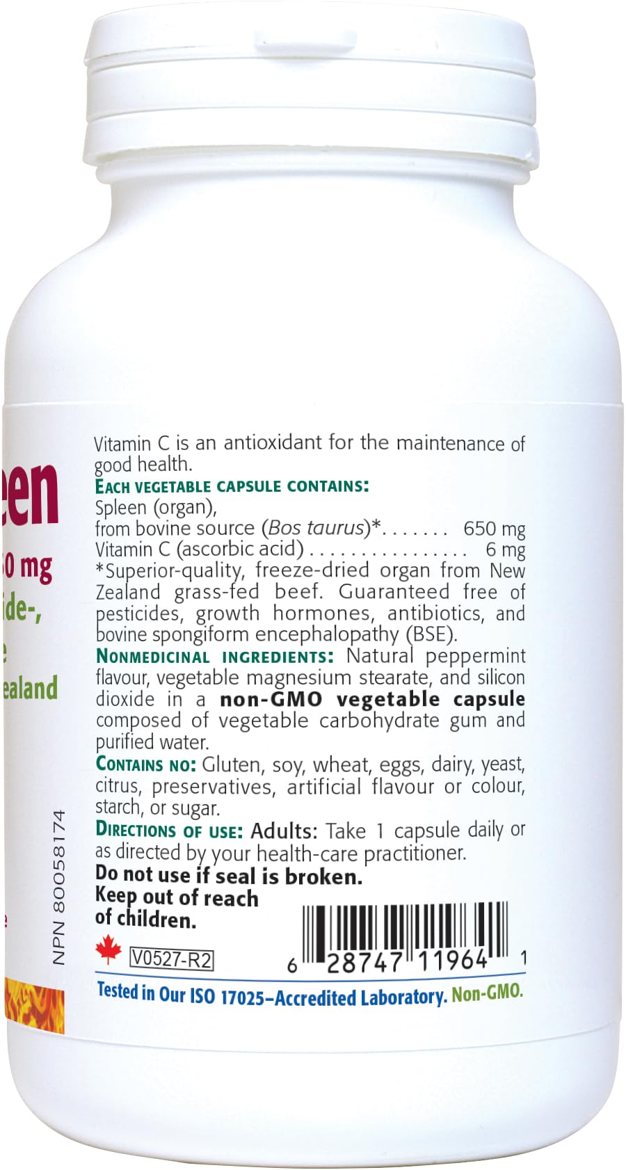 NEW ROOTS HERBAL Grass-Fed Beef Spleen 650 mg - 30 Vegetarian Capsules - image 4