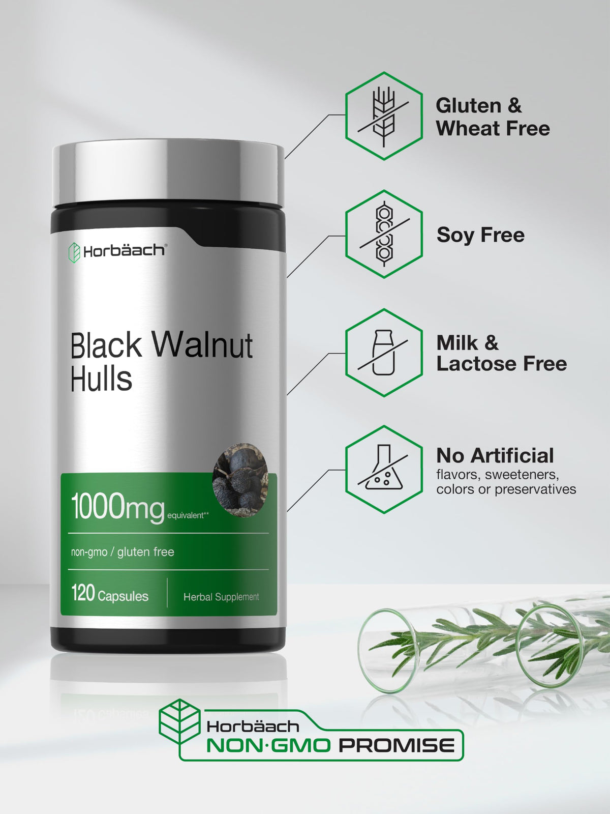 Horbäach Black Walnut Hulls Herbal Supplement - 120 Capsules - image 5