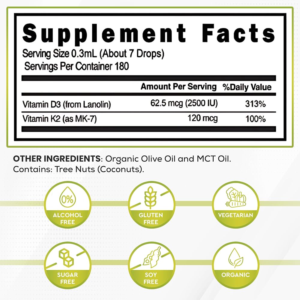 LOOKINGVIBRANT Vitamin D3 + K2 Liquid Drops - 180 Servings - image 3