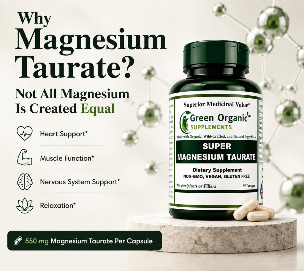 Green Organic Supplements Magnesium Taurate - 90 Capsules - image 2