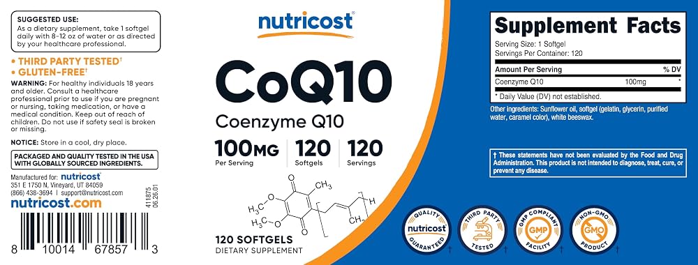 Nutricost CoQ10 100mg Softgels - 120 Softgels - image 6