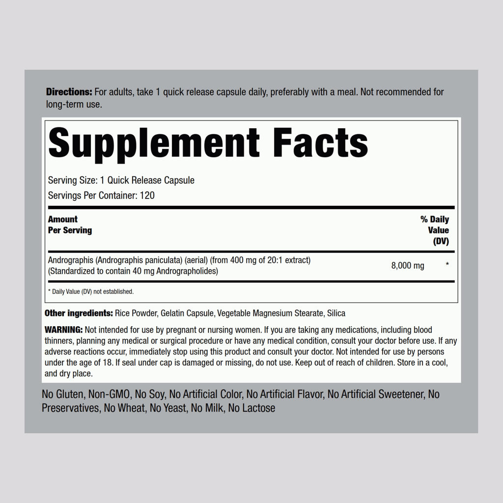 Piping Rock Andrographis Paniculata Extract - 120 Capsules - image 2
