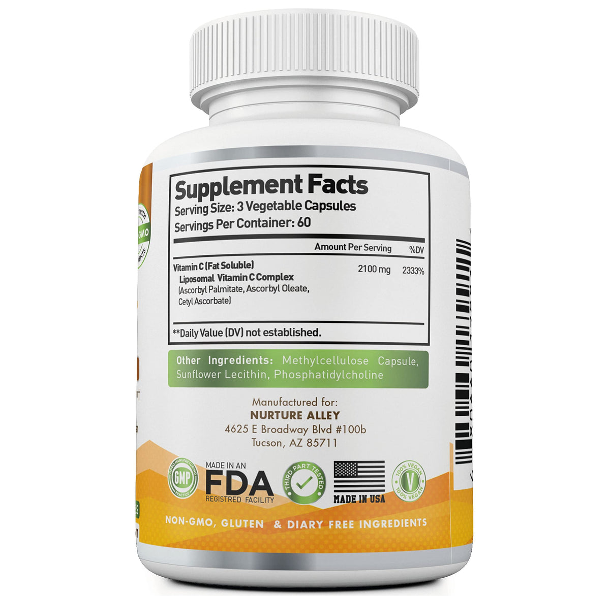 NURTURE ALLEY Liposomal Vitamin C 2100mg - 180 Vegetarian Capsules - image 5