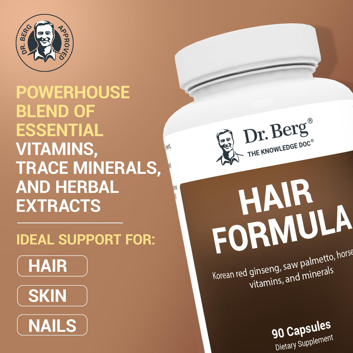 Dr. Berg Hair, Skin & Nails with Biotin - 90 Capsules - image 2