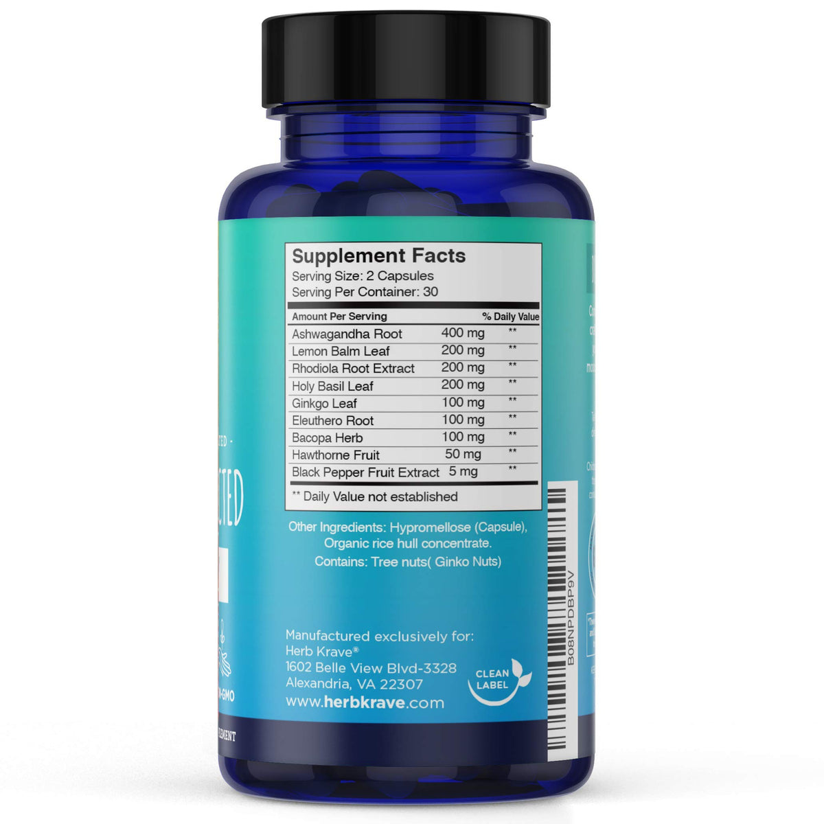 Herb Krave Calm & Connected Stress Support - 60 Capsules - image 2