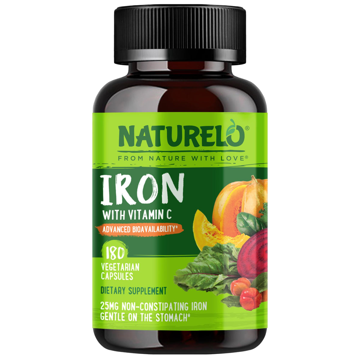 Naturelo Capsules iron 25Mg vitamin C gentle On The Stomach