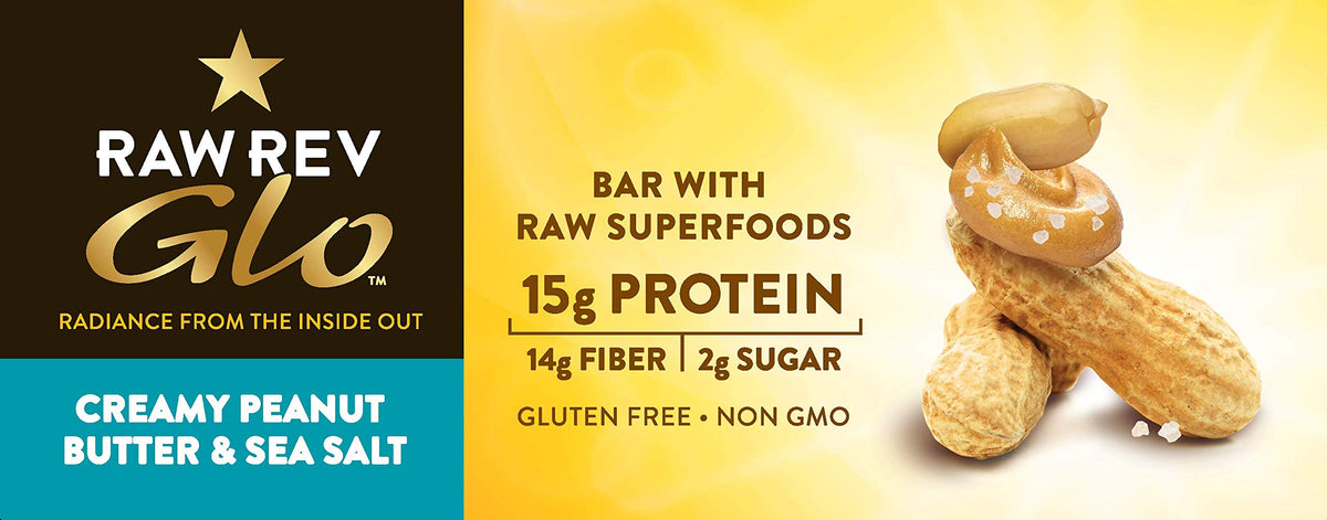 Raw Rev Glo Vegan Protein Bars Creamy Peanut Butter & Sea Salt - 72 Count - image 4
