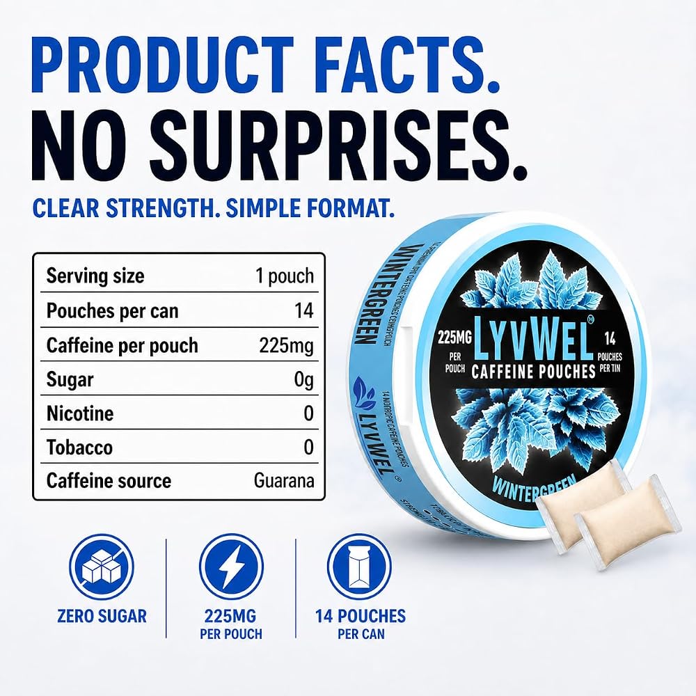 LyvWel 225mg Caffeine Pouches