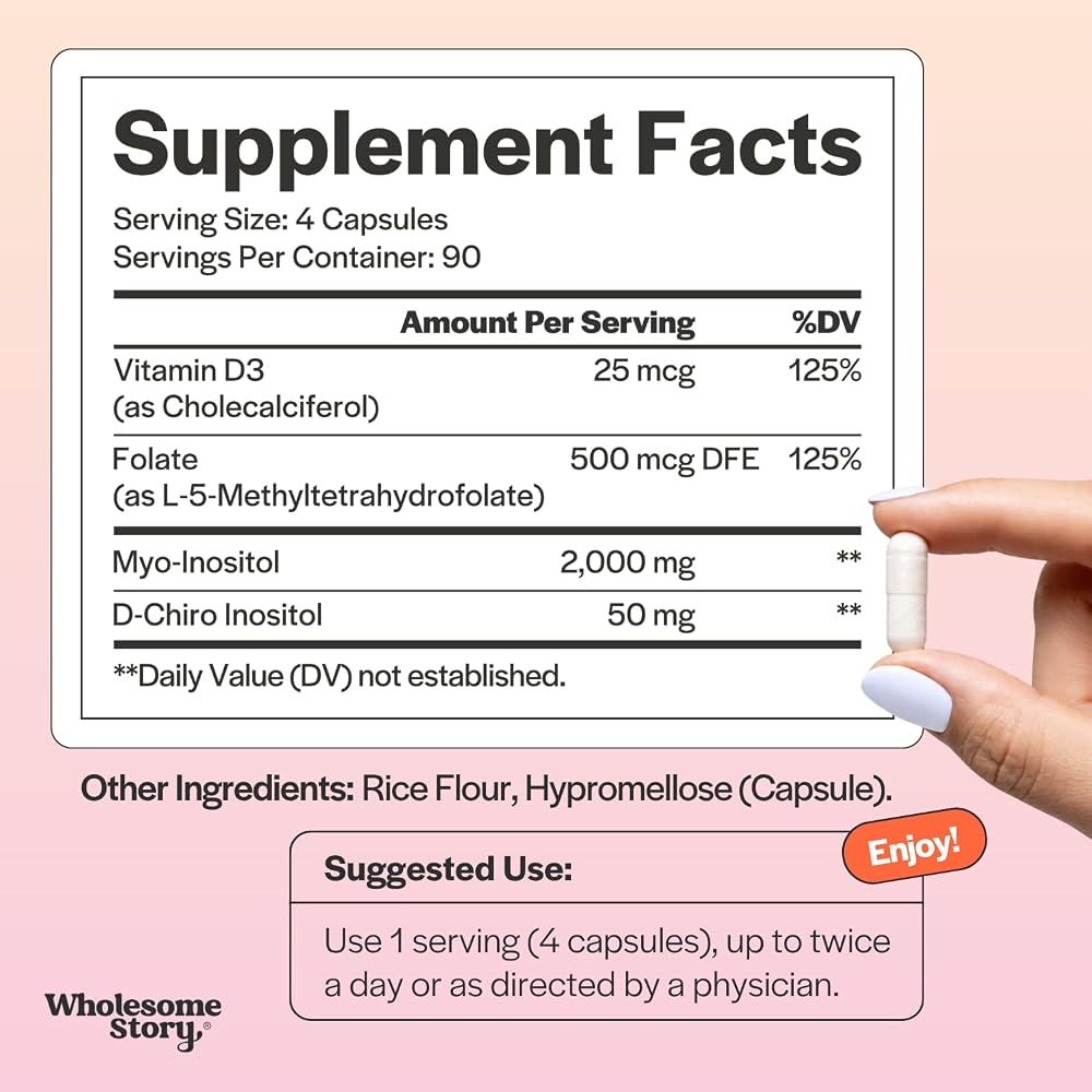 Wholesome Story Myo-Inositol & D-Chiro Inositol Capsules - 360 Count - image 5