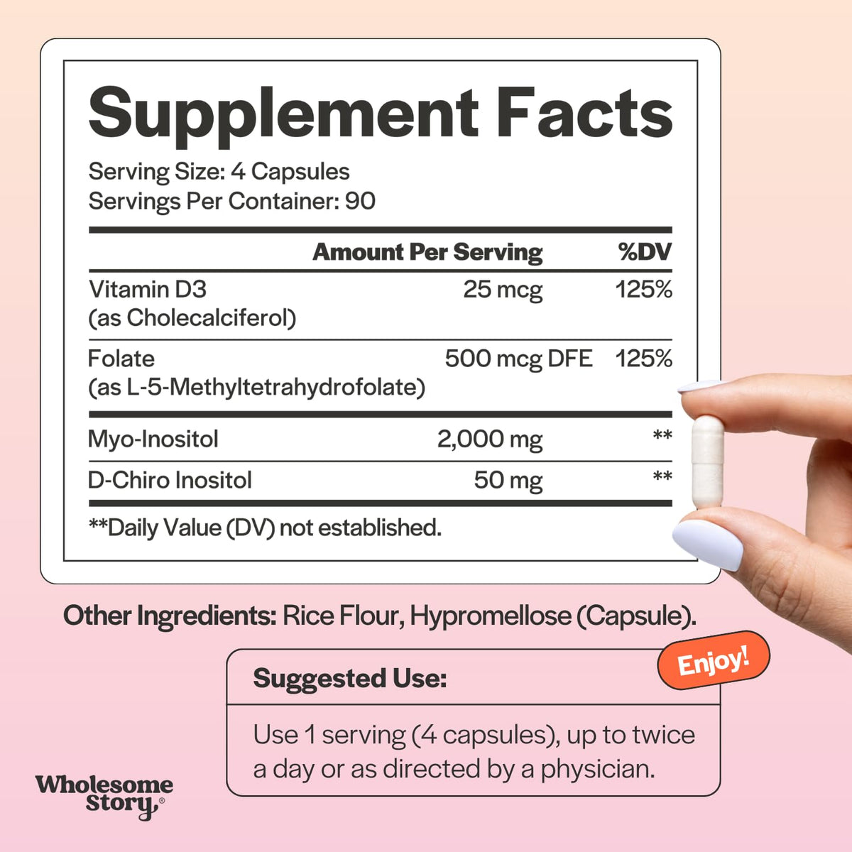 Wholesome Story Myo-Inositol & D-Chiro Inositol Capsules - 360 Count - image 5