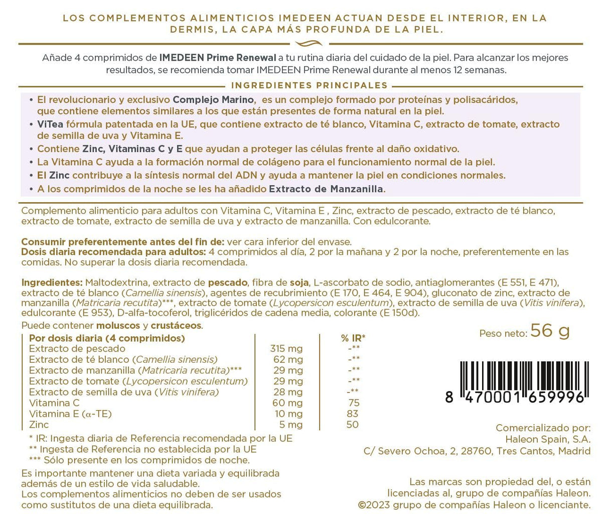 Imedeen Prime Renewal Tablet Skin Collagen Formula 50+ - 120 Tablets - image 2