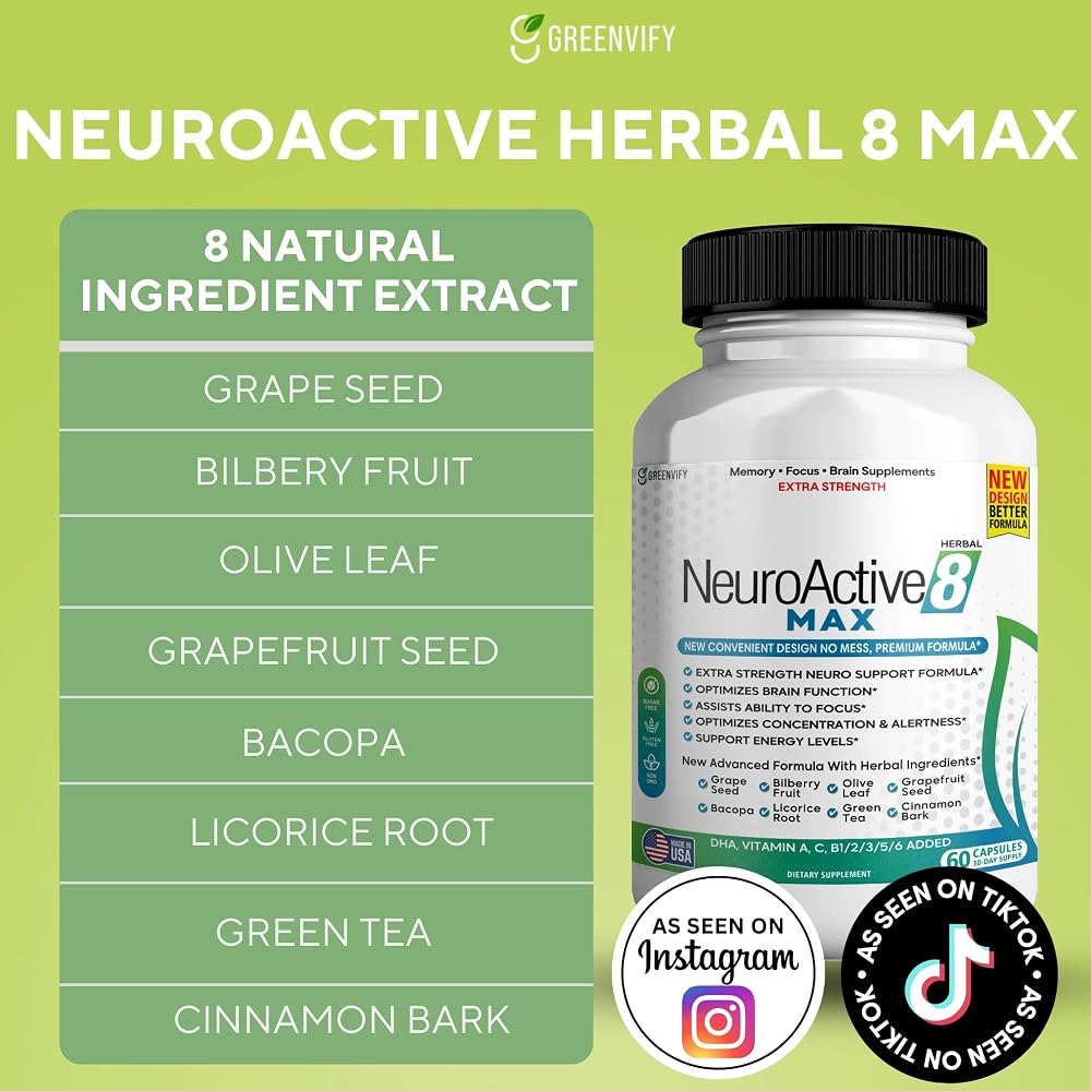 GREENVIFY NeuroActive 8 Max Brain Support Supplement