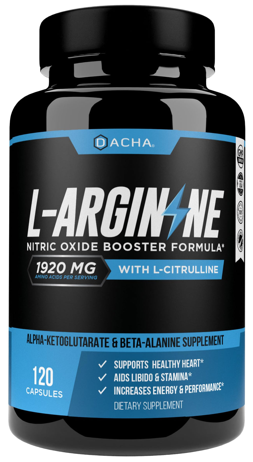 DACHA Premium L-Arginine 1920 mg - 120 Vegetarian Capsules