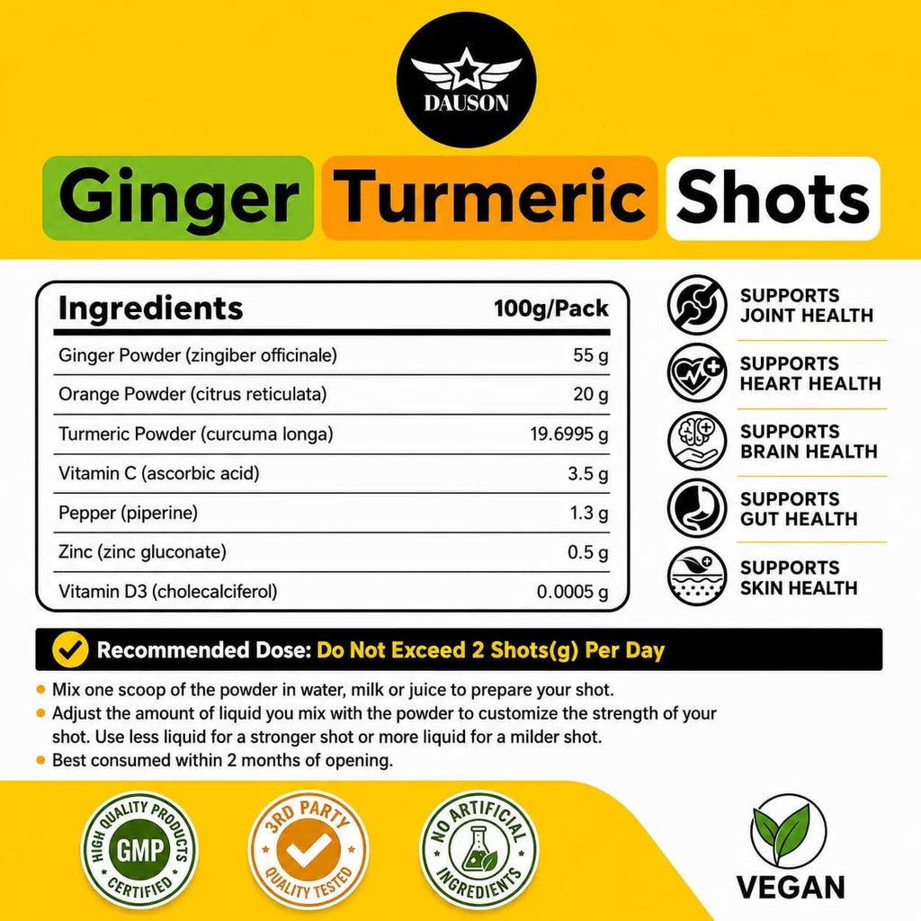 DAUSON Ginger Turmeric Shots Powder - 100 Servings - image 7