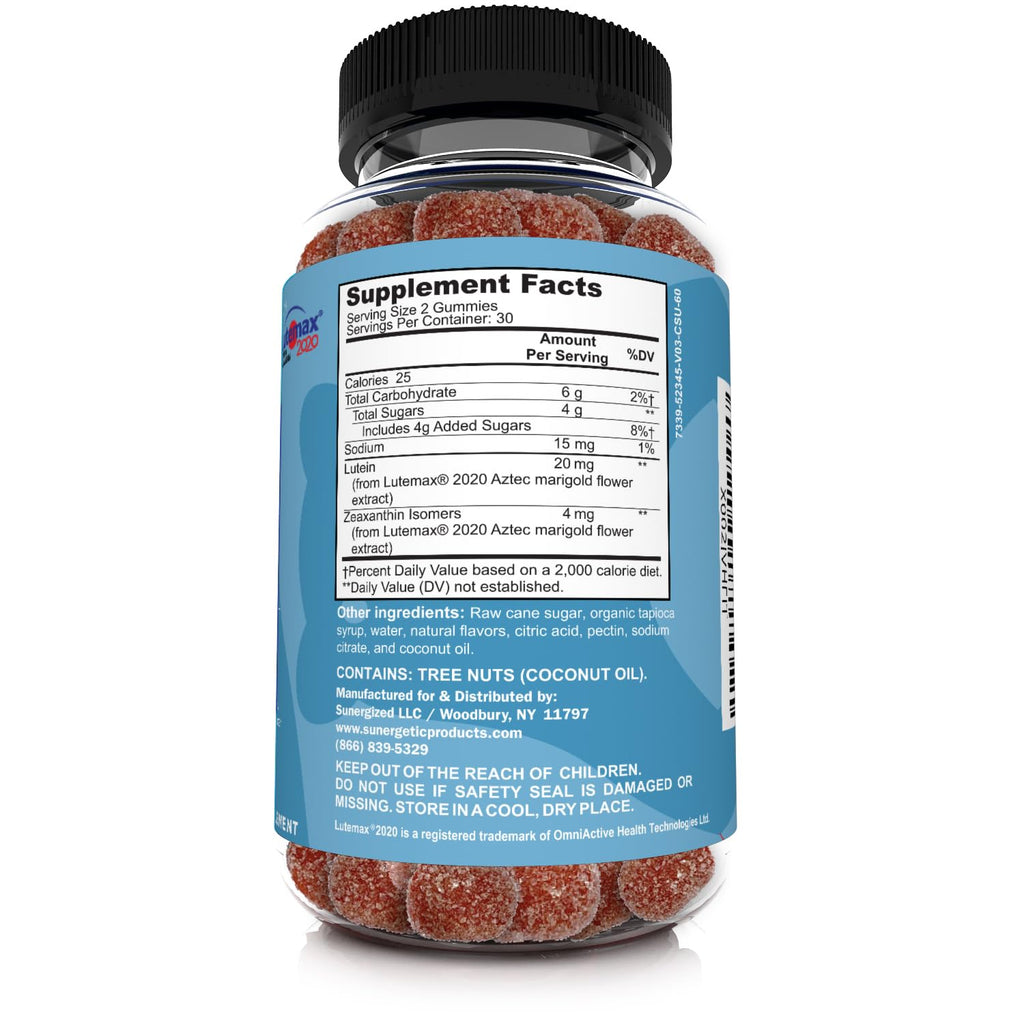 Sunergetic Premium Eye Support Gummies - Lutein with Zeaxanthin