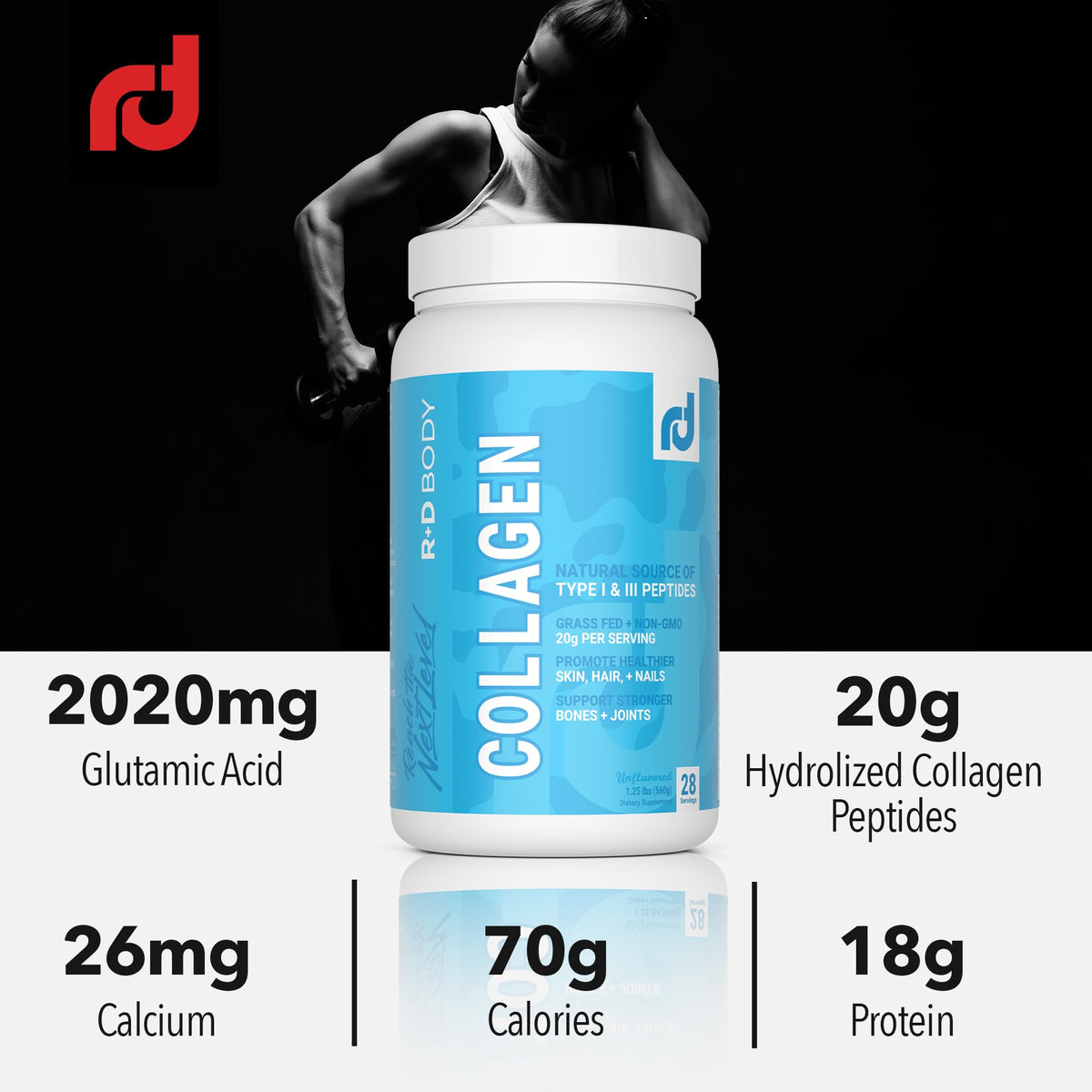 R+D Body Hydrolyzed Collagen Peptides Powder - 28 Servings - image 6