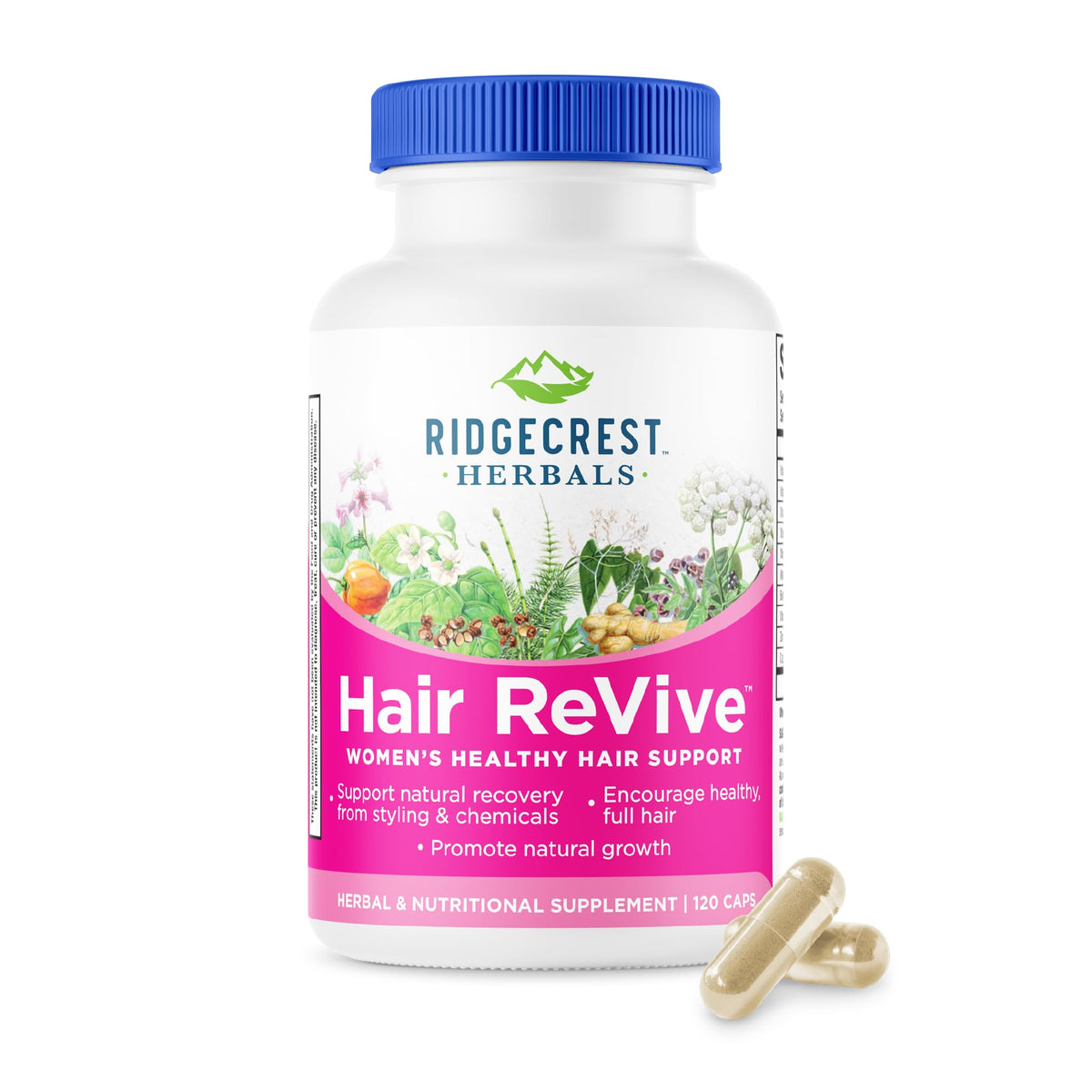RidgeCrest Herbals Hair Revive Hair Growth Vitamins with Biotin - 120 Capsules