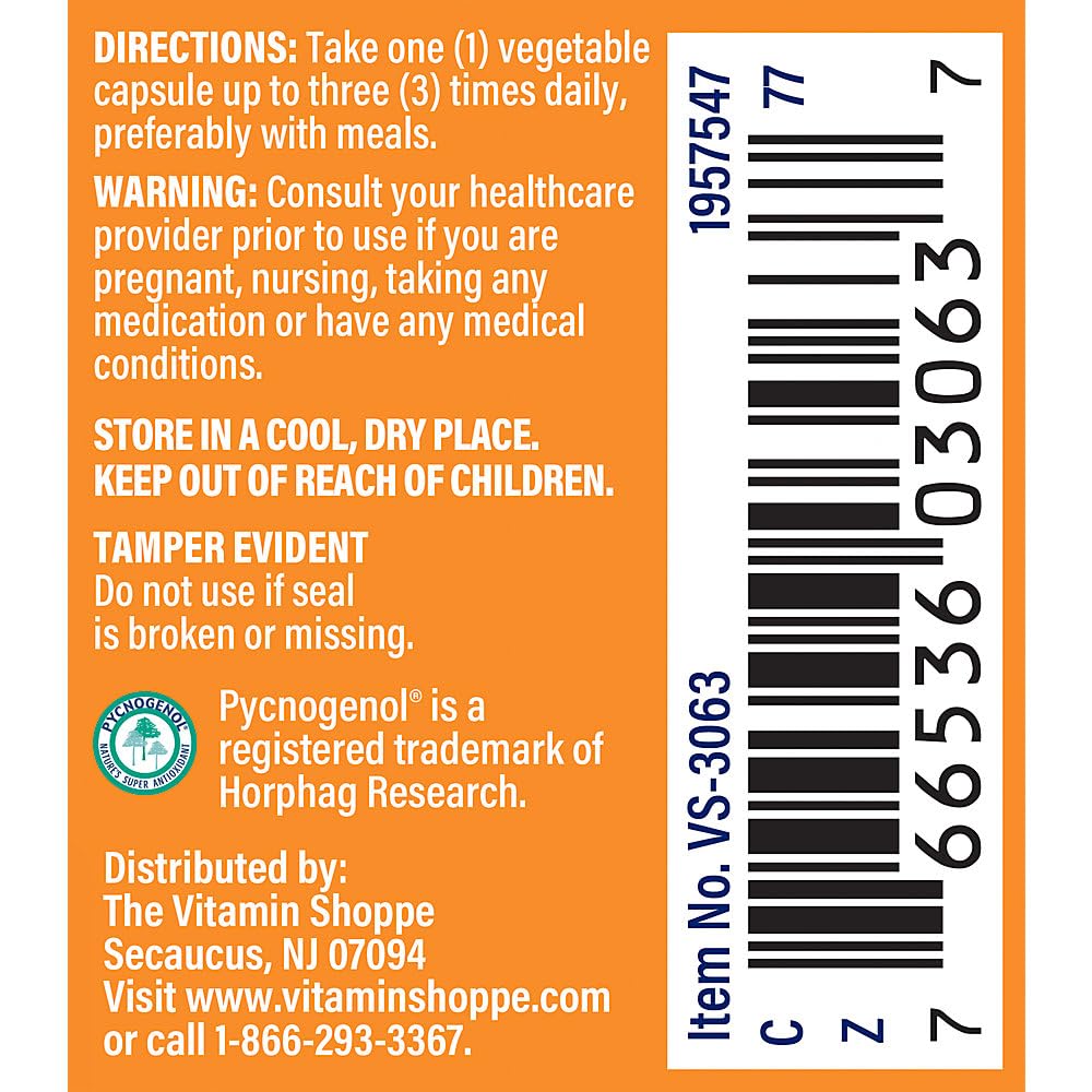 The Vitamin Shoppe Pycnogenol 100mg Antioxidant - 30 Capsules - image 3
