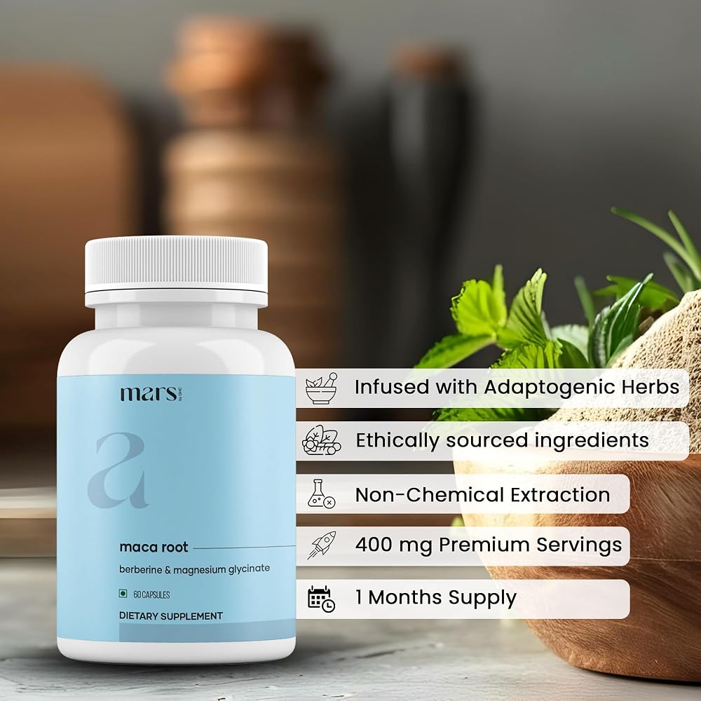 mars by GHC Maca Root Caps with Ginseng, Magnesium & Berberine - 180 Capsules - image 3