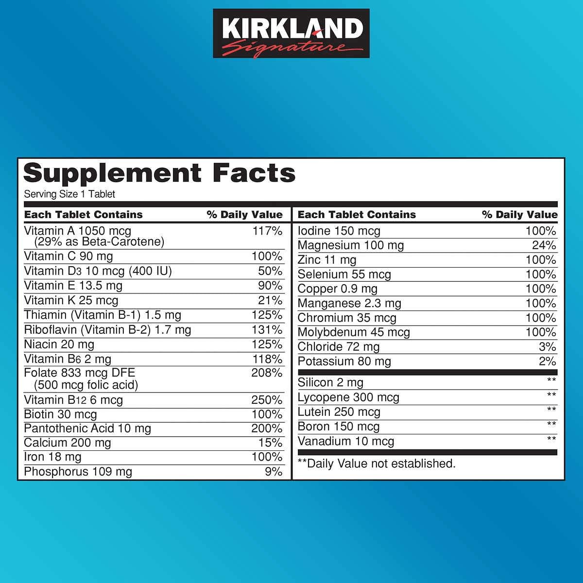 KIRKLAND Signature Daily Multi Multivitamin - 500 Tablets - image 2