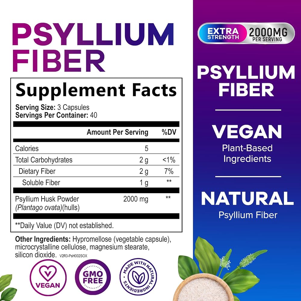 Nature's Peak Psyllium Husk Powder 2000mg Per Serving - Soluble Fiber