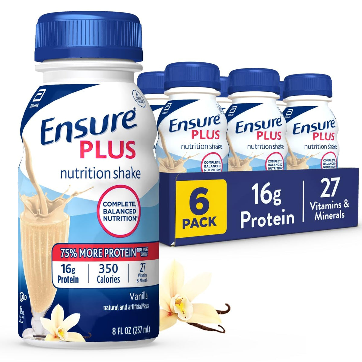 Ensure Plus Vanilla Nutrition Shake Meal Replacement - 6 Pack