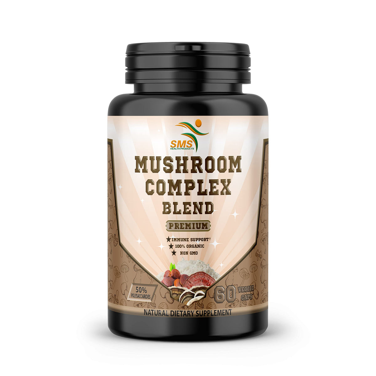 SMSHEALTHPRODUCTS.com Mushroom Supplement Brain Support - 60 Vegetarian Capsules