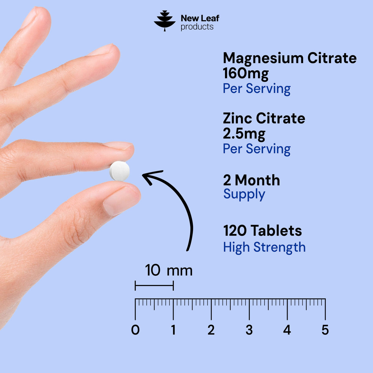 New Leaf Products Magnesium 160mg & Zinc Supplement - 120 Tablets - image 3
