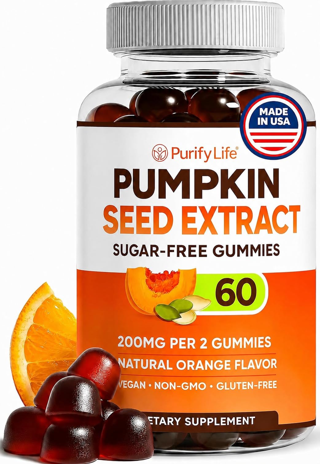 Purify Life Sugar-Free Pumpkin Seed Gummies for Hair & Skin - 60 Count
