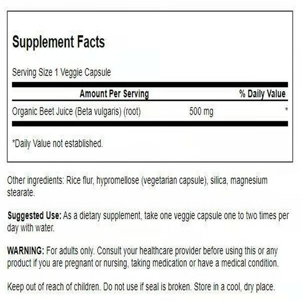 Swanson Organic Beet Juice Freeze Dried 500 mg - 120 Vegetarian Capsules - image 2
