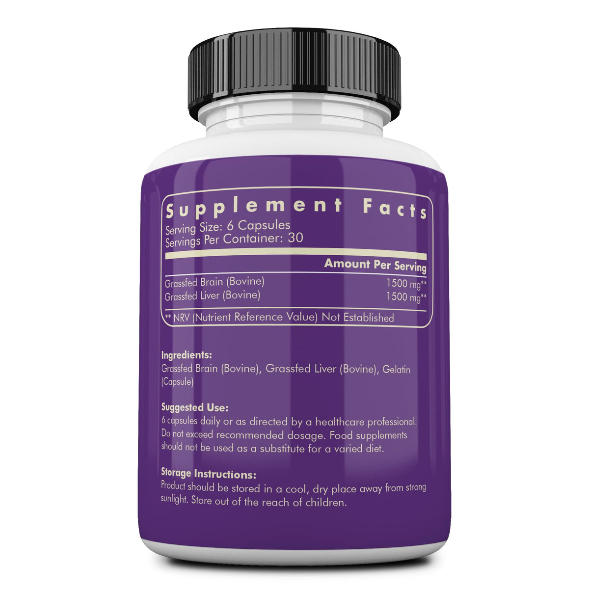 Ancestral Supplements Grass Fed Beef Brain with Liver - 180 Capsules - image 2