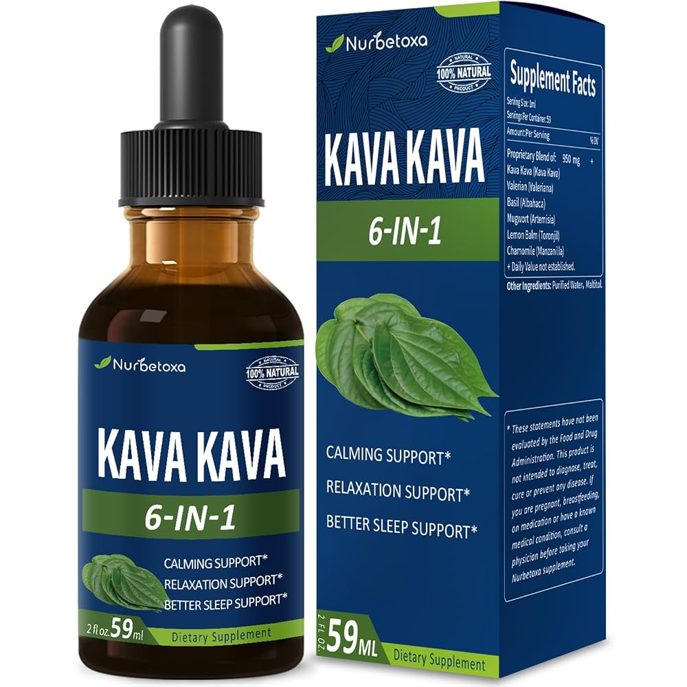 Nurbetoxa Kava Kava Root Extract Drops for Sleep Support - 2 Fl Oz