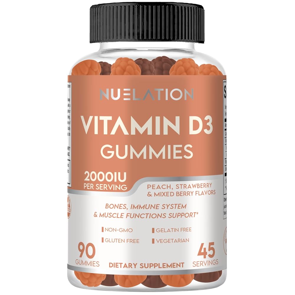 NUELATION Vitamin D3 2000 IU Gummies for Bone & Immune Support - 90 Count